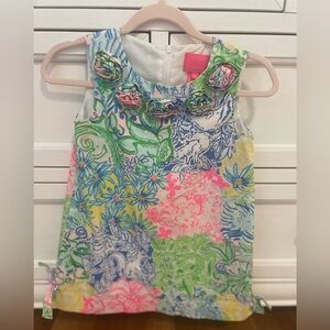Lilly Pulitzer Girls Floral Patchwork Sleeveless Dress - Blue Green Pink Yellow